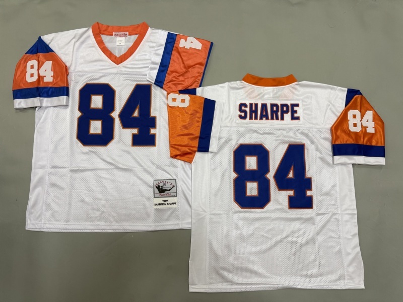 Men 2025 Denver Broncos #84 Sharpe white Throwback Limited NFL Jersey style 001